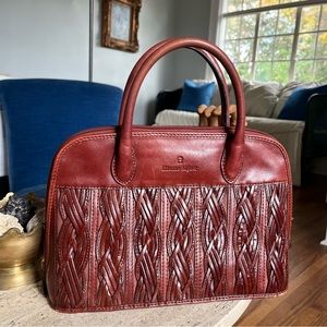 Vintage Etienne Aigner Brown Leather Braided / Woven Purse / Handbag